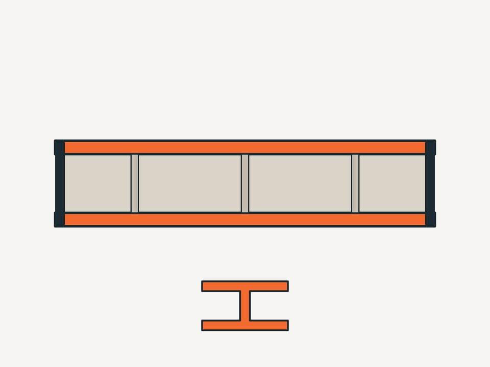 Схема: балка двутавровая — Траверса сварная из двутавра с опорными пластинами для опор трубопроводов Т2 Серия 3.900.9-13 вып. 1